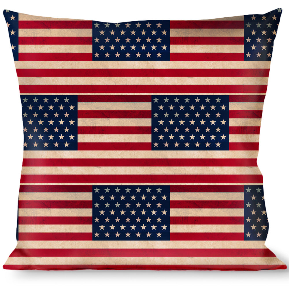 Buckle-Down Throw Pillow - American Flag Weathered Color Repeat Throw Pillows Buckle-Down   