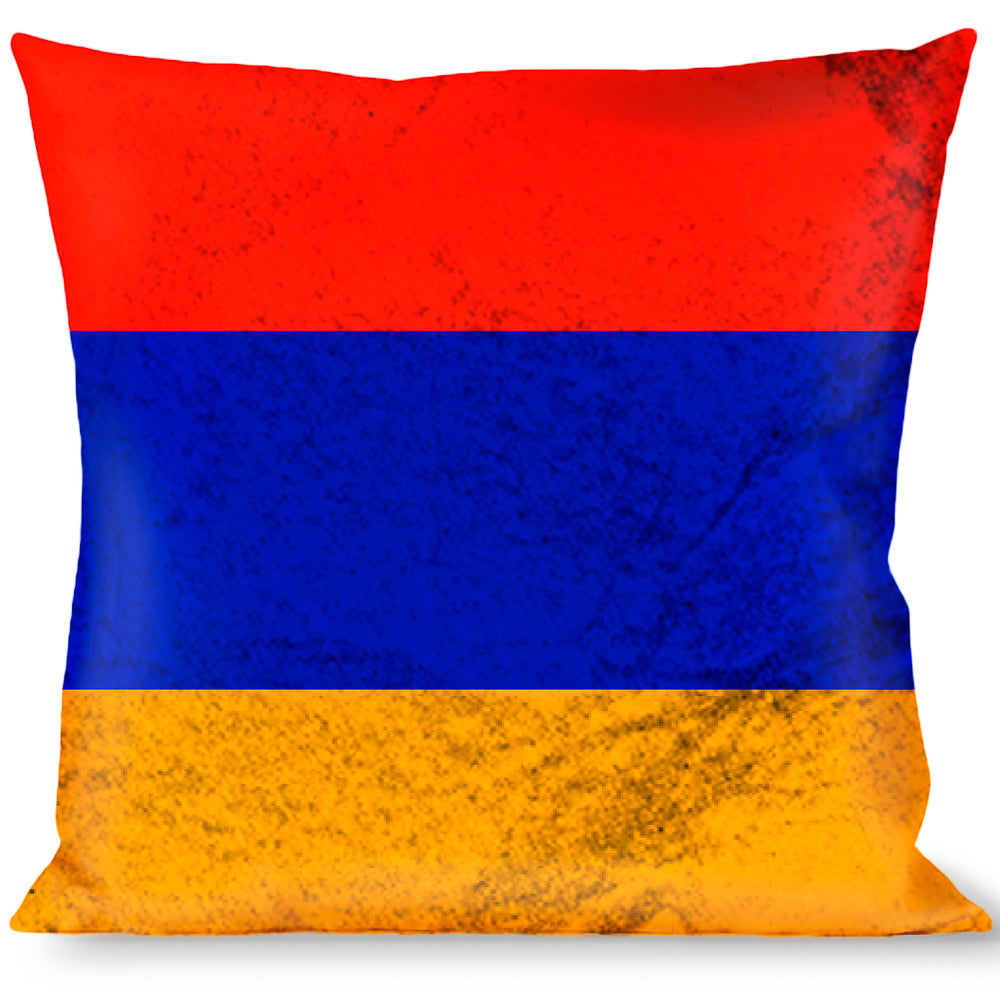 Buckle-Down Throw Pillow - Armenia Flag Distressed Throw Pillows Buckle-Down   