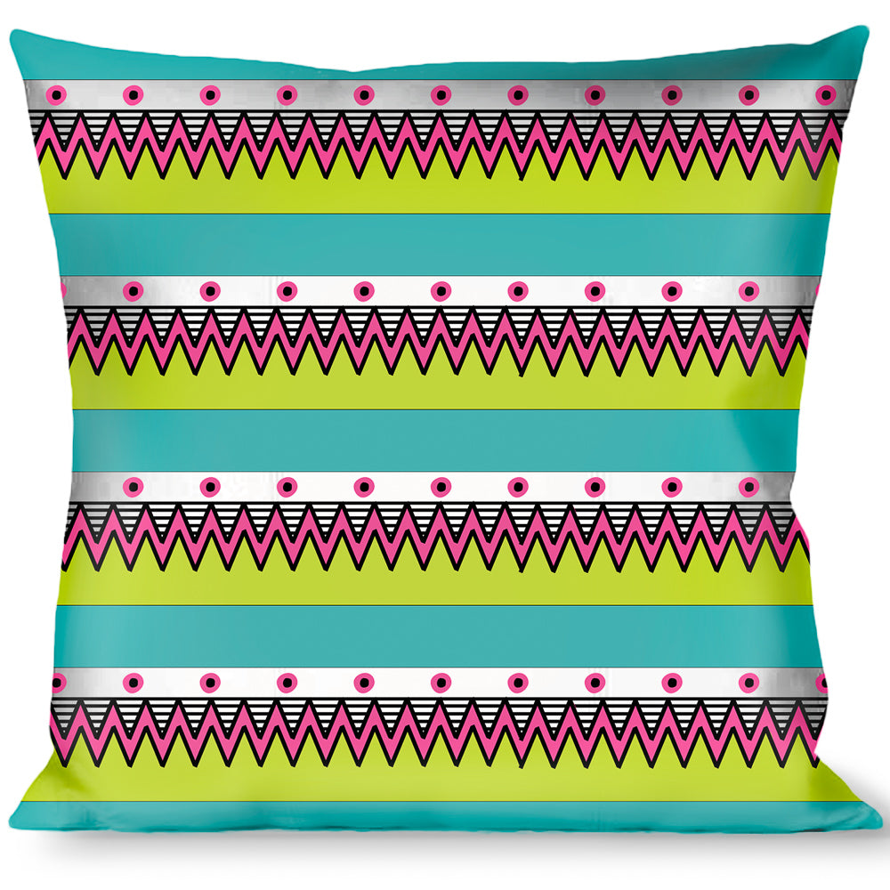 Buckle-Down Throw Pillow - Aztec 14 Seafoam Green/White/Pink/Lime Green/Black Throw Pillows Buckle-Down   
