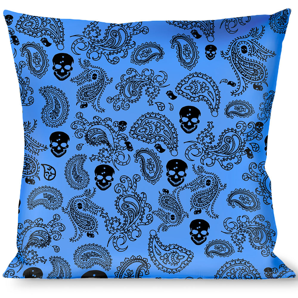 Buckle-Down Throw Pillow - Bandana/Skulls Baby Blue/Black Throw Pillows Buckle-Down   