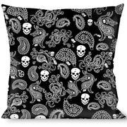 Buckle-Down Throw Pillow - Bandana/Skulls Black/White Throw Pillows Buckle-Down   
