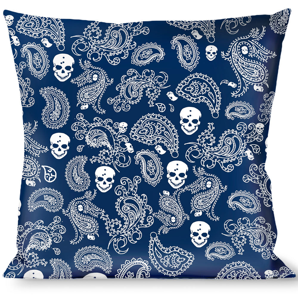 Buckle-Down Throw Pillow - Bandana/Skulls Royal/White Throw Pillows Buckle-Down   