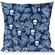 Buckle-Down Throw Pillow - Bandana/Skulls Royal/White Throw Pillows Buckle-Down   