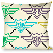 Buckle-Down Throw Pillow - BD Monogram Tan/Multi Neon Throw Pillows Buckle-Down   