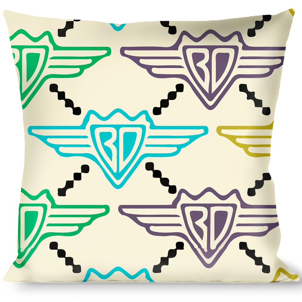 Buckle-Down Throw Pillow - BD Monogram Tan/Multi Neon Throw Pillows Buckle-Down   