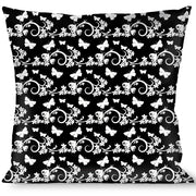 Buckle-Down Throw Pillow - Butterfly Garden Black/White Throw Pillows Buckle-Down   