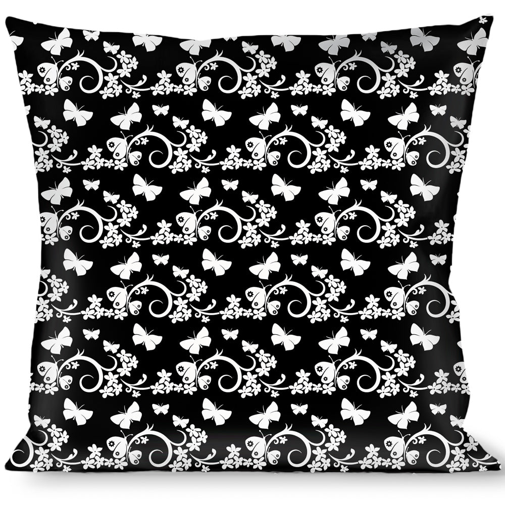 Buckle-Down Throw Pillow - Butterfly Garden Black/White Throw Pillows Buckle-Down   
