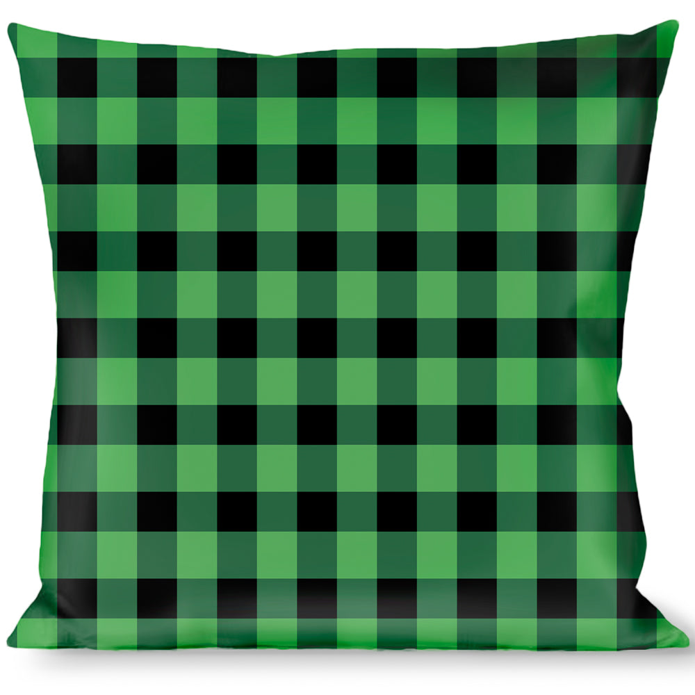 Buckle-Down Throw Pillow - Buffalo Plaid Black/Neon Green Throw Pillows Buckle-Down   