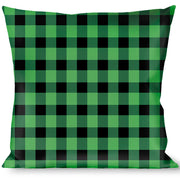 Buckle-Down Throw Pillow - Buffalo Plaid Black/Neon Green Throw Pillows Buckle-Down   