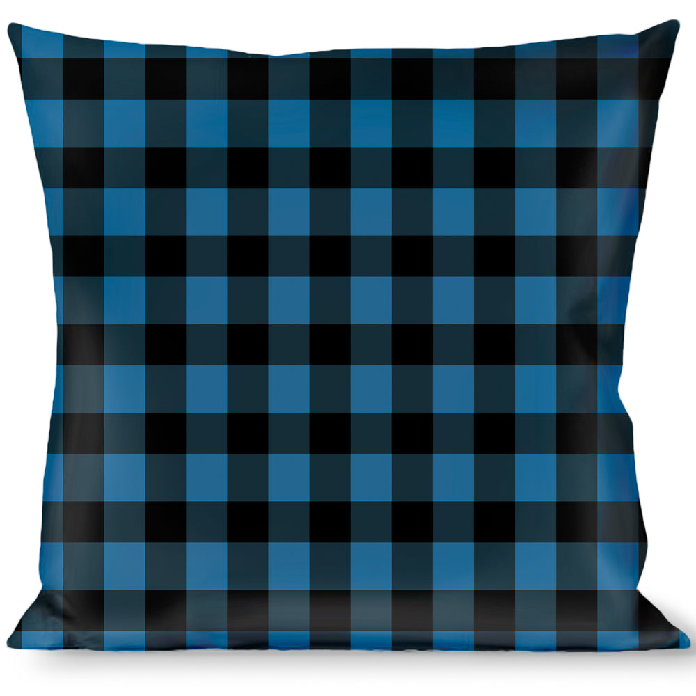 Buckle-Down Throw Pillow - Buffalo Plaid Black/Turquoise Throw Pillows Buckle-Down   
