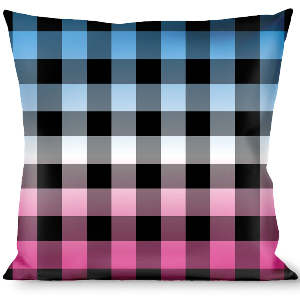 Buckle-Down Throw Pillow - Buffalo Plaid Turquoise/Fuchsia Fade Throw Pillows Buckle-Down   