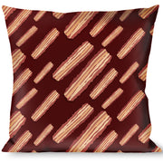 Buckle-Down Throw Pillow - Bacon Slices Maroon Throw Pillows Buckle-Down   