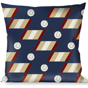 Buckle-Down Throw Pillow - Ball/Stripes Tan/Blue/Burgundy Throw Pillows Buckle-Down   
