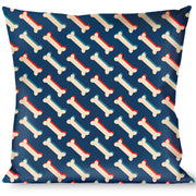 Buckle-Down Throw Pillow - Bones Blue/Tan/Red Throw Pillows Buckle-Down   