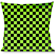 Buckle-Down Throw Pillow - Checker Black/Neon Green Throw Pillows Buckle-Down   
