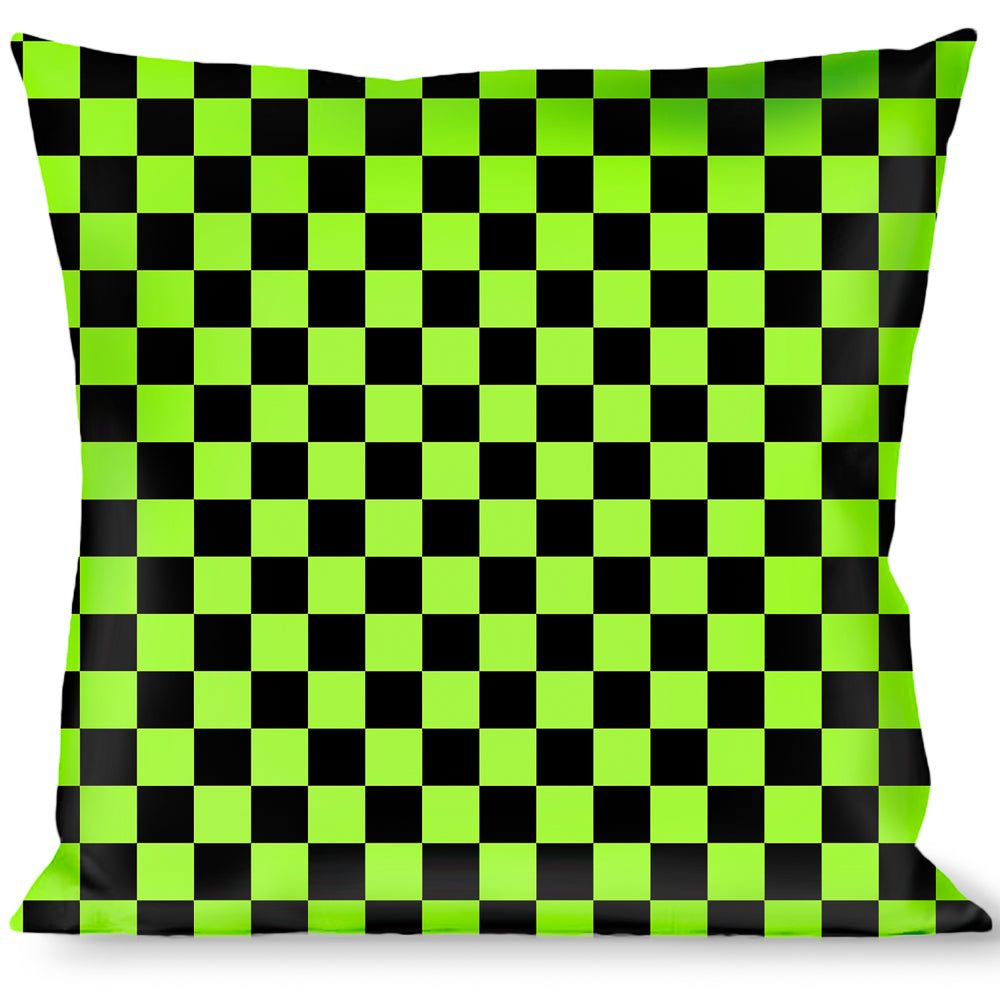 Buckle-Down Throw Pillow - Checker Black/Neon Green Throw Pillows Buckle-Down   