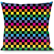 Buckle-Down Throw Pillow - Checker Black/Neon Rainbow Throw Pillows Buckle-Down   
