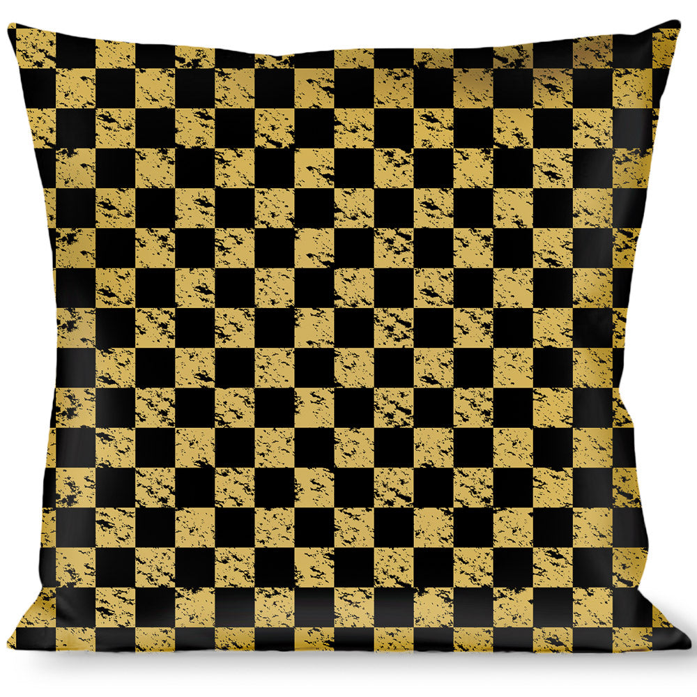 Buckle-Down Throw Pillow - Checker Weathered Black/Yellow Throw Pillows Buckle-Down   