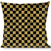 Buckle-Down Throw Pillow - Checker Weathered Black/Yellow Throw Pillows Buckle-Down   