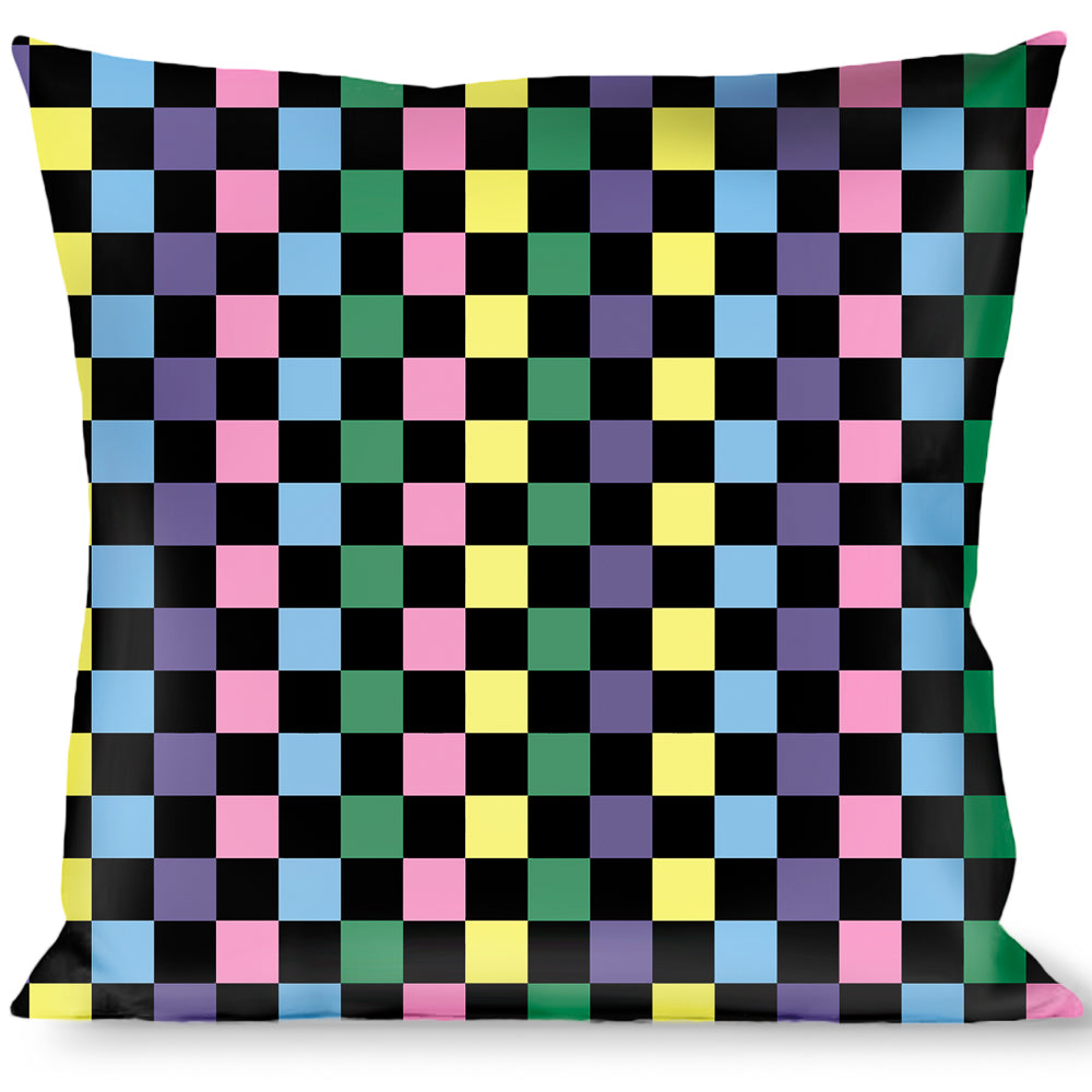 Buckle-Down Throw Pillow - Checker Black/Multi Pastel Throw Pillows Buckle-Down   