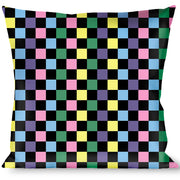 Buckle-Down Throw Pillow - Checker Black/Multi Pastel Throw Pillows Buckle-Down   