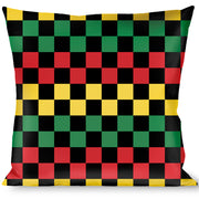 Buckle-Down Throw Pillow - Checker Black/Rasta Throw Pillows Buckle-Down   