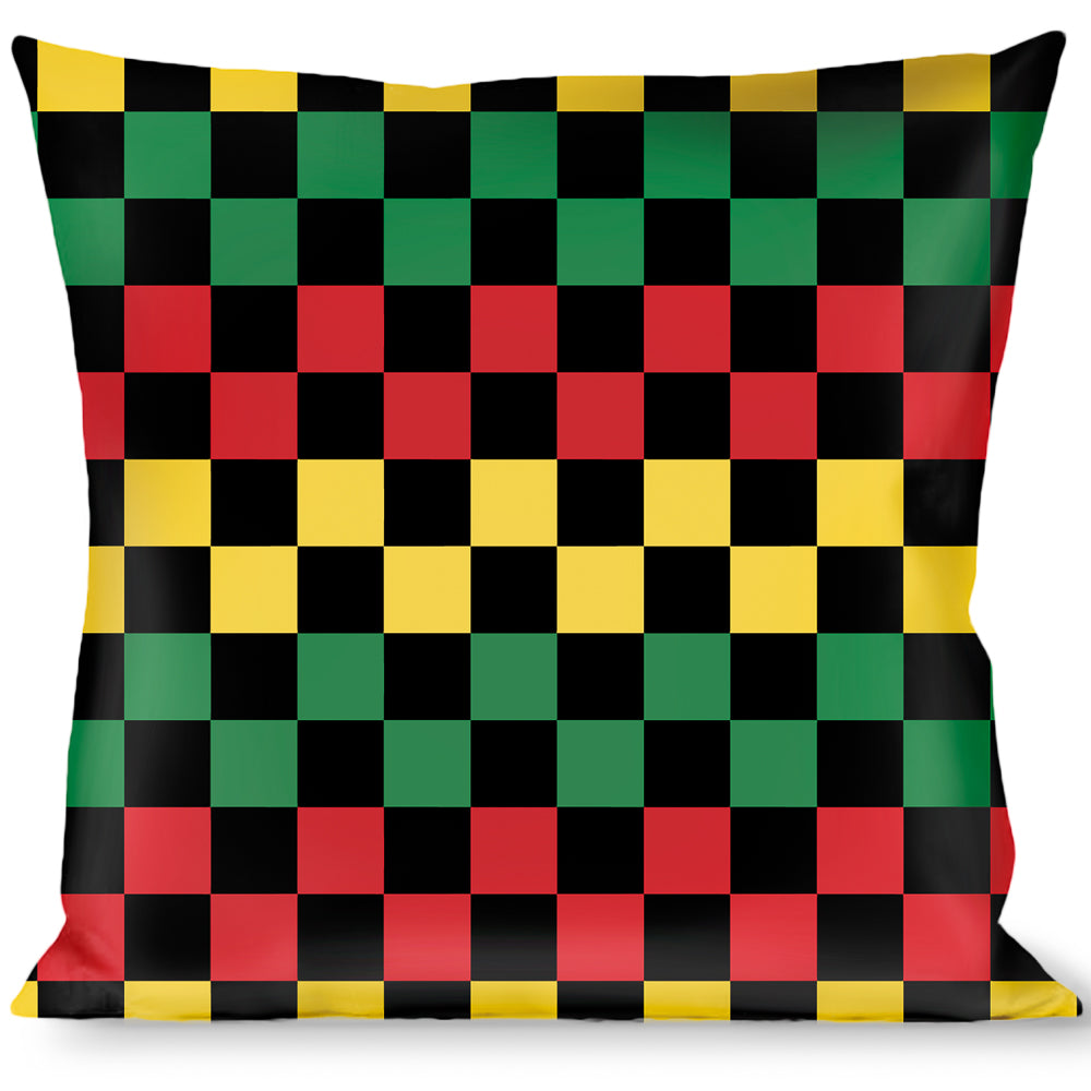 Buckle-Down Throw Pillow - Checker Black/Rasta Throw Pillows Buckle-Down   