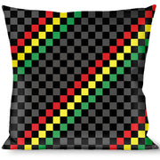 Buckle-Down Throw Pillow - Checker Stripe Black/Gray/Rasta Throw Pillows Buckle-Down   