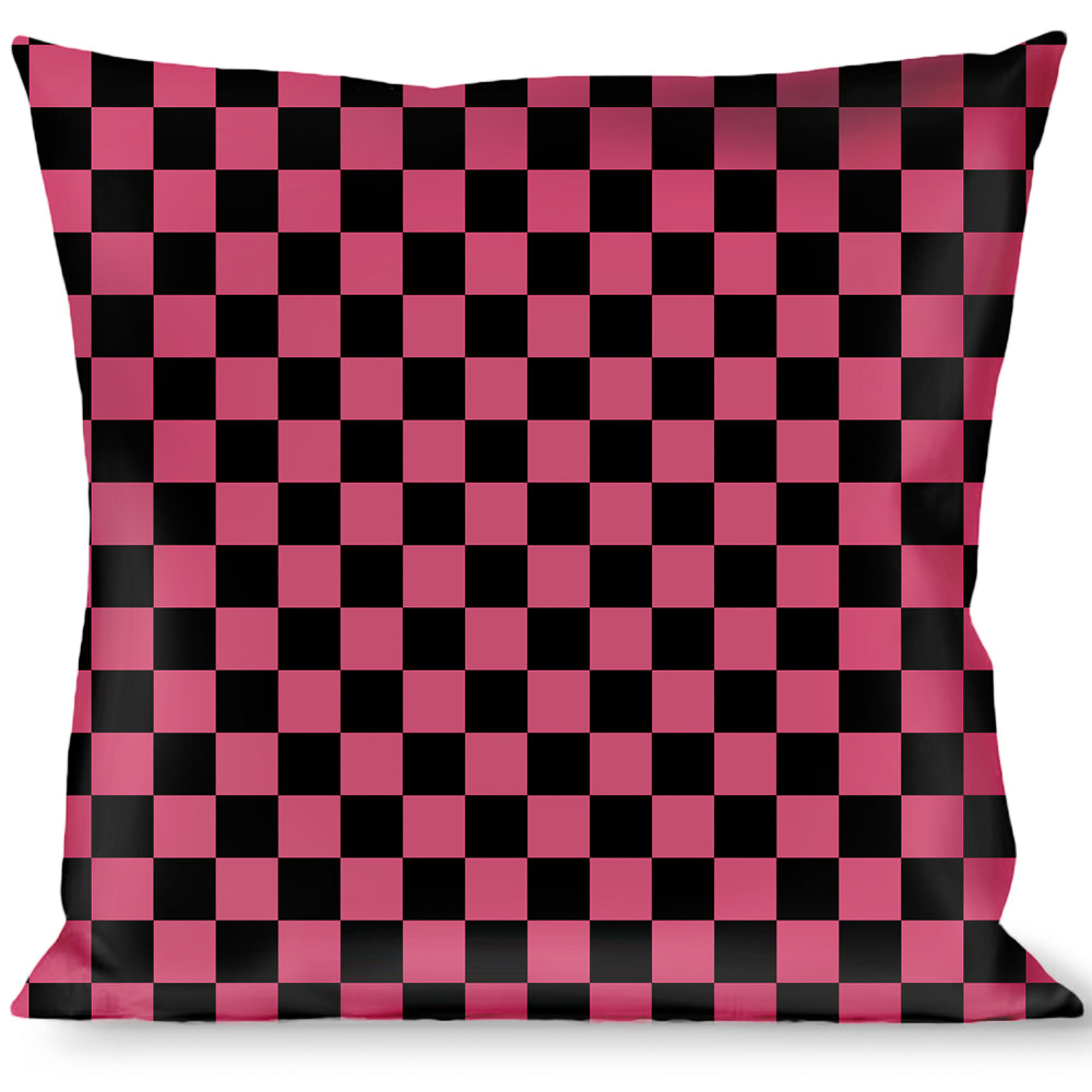 Buckle-Down Throw Pillow - Checker Black/Honeysuckle Red Throw Pillows Buckle-Down   