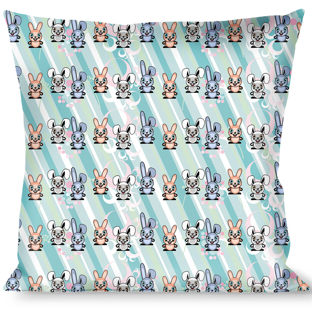 Buckle-Down Throw Pillow - Cute Bunnies Multi Pastel Throw Pillows Buckle-Down   