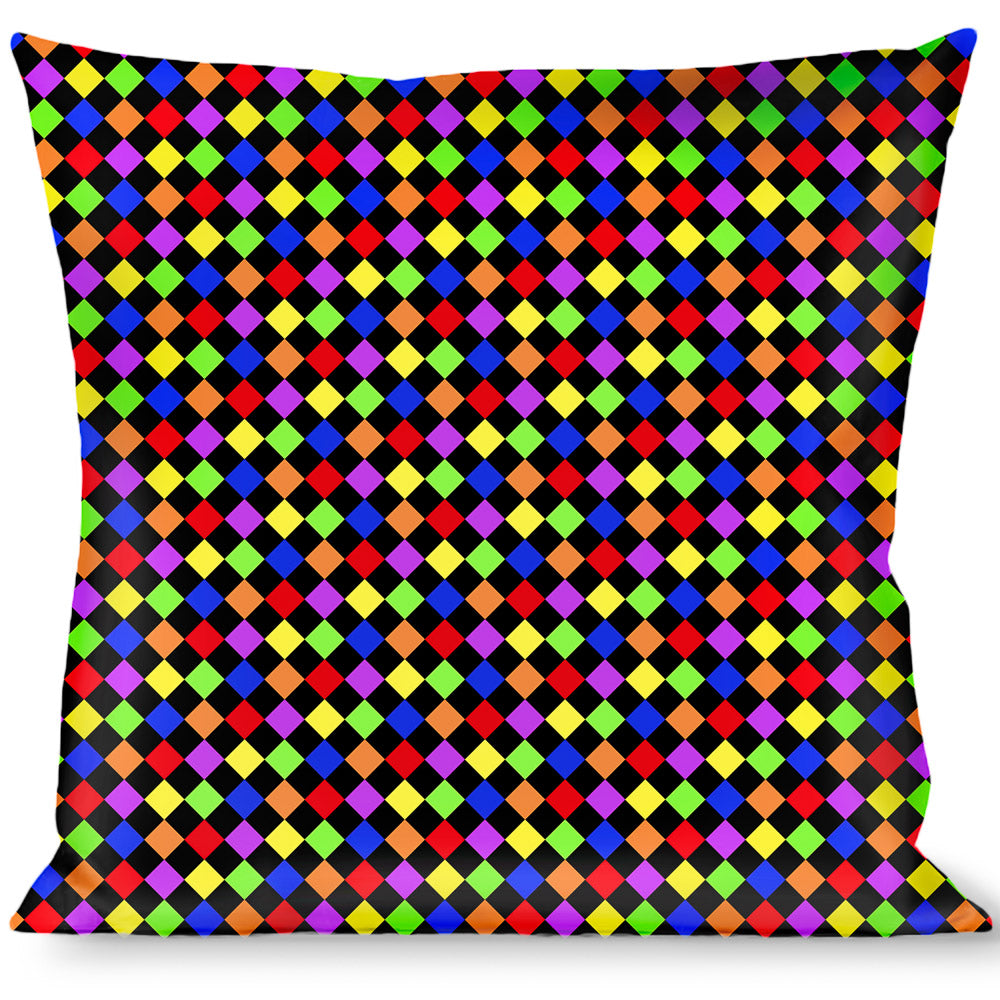 Buckle-Down Throw Pillow - Diamonds Black/Multi Neon Throw Pillows Buckle-Down   