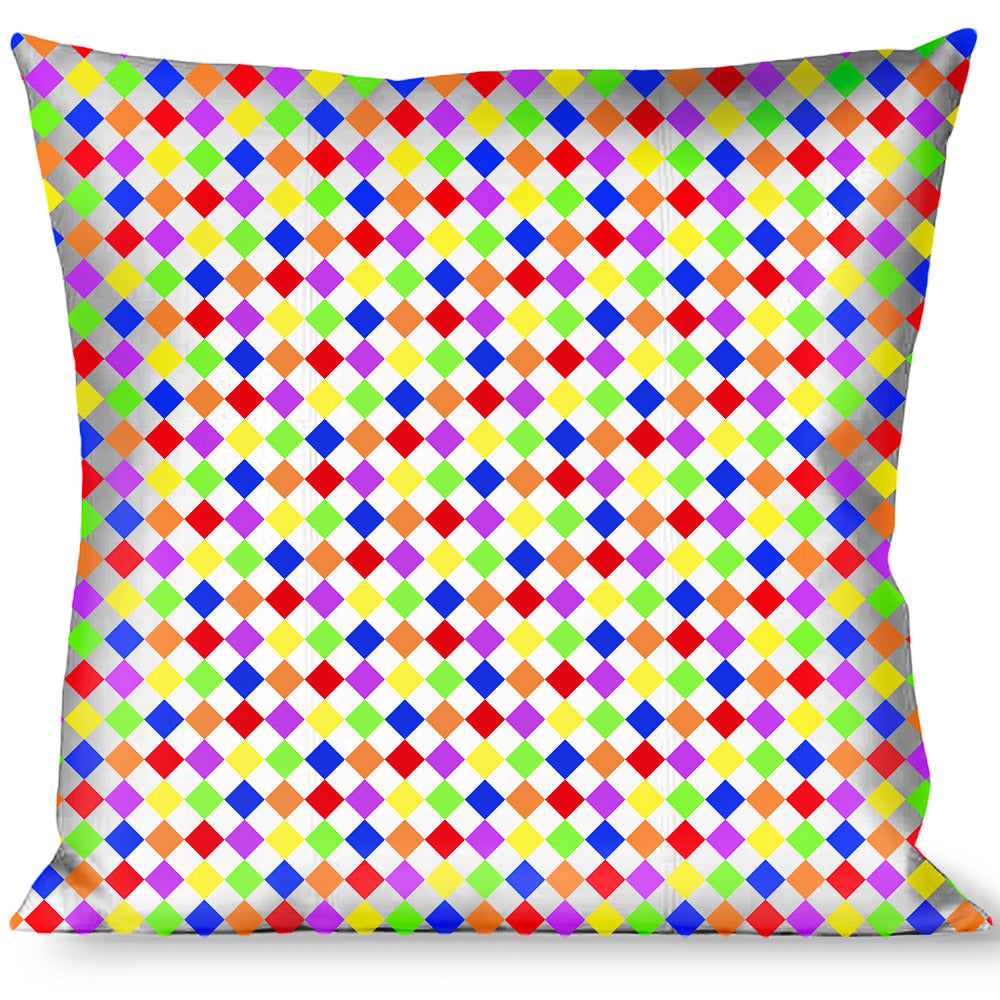 Buckle-Down Throw Pillow - Diamonds White/Multi Neon Throw Pillows Buckle-Down   