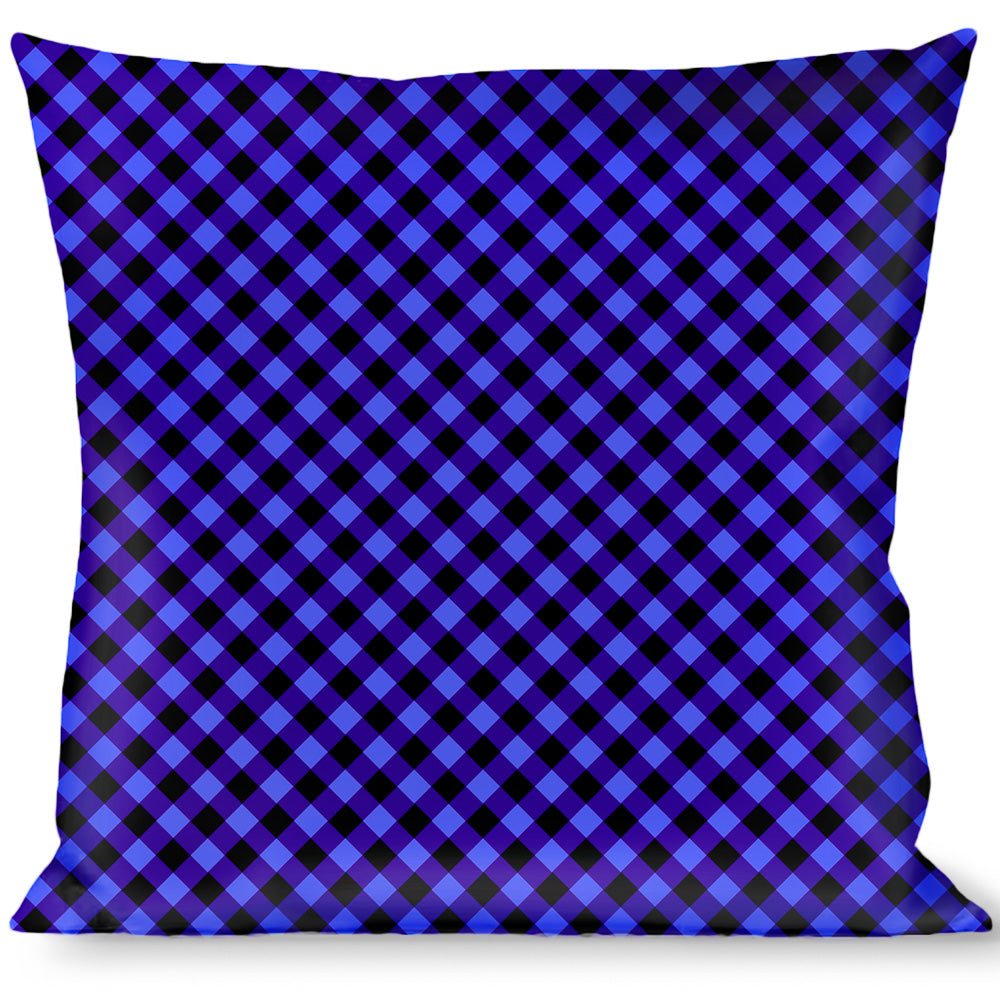 Buckle-Down Throw Pillow - Diagonal Buffalo Plaid Black/Blue Throw Pillows Buckle-Down   