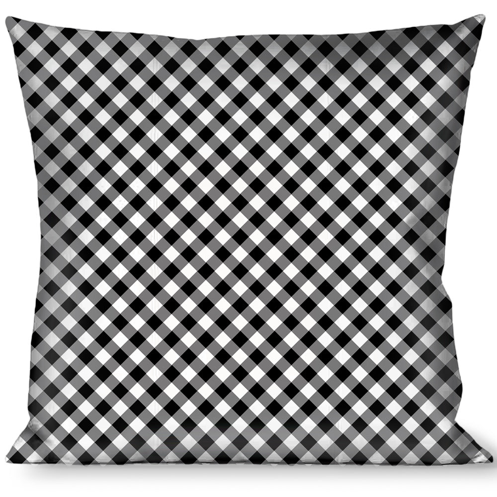 Buckle-Down Throw Pillow - Diagonal Buffalo Plaid Black/White Throw Pillows Buckle-Down   