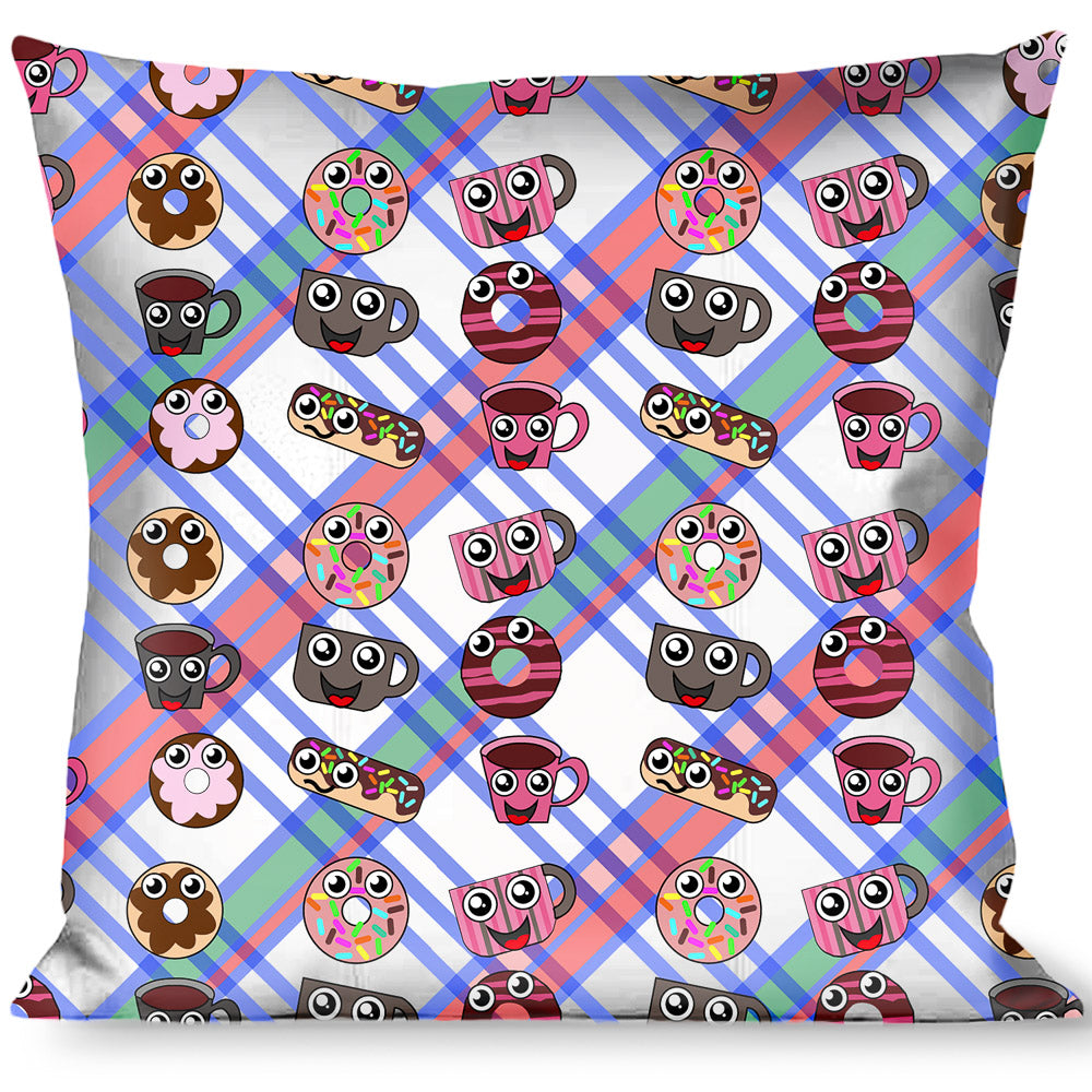 Buckle-Down Throw Pillow - Donuts & Coffee Cartoon Throw Pillows Buckle-Down   