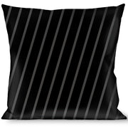 Buckle-Down Throw Pillow - Diagonal Stripes Black/Gray Throw Pillows Buckle-Down   