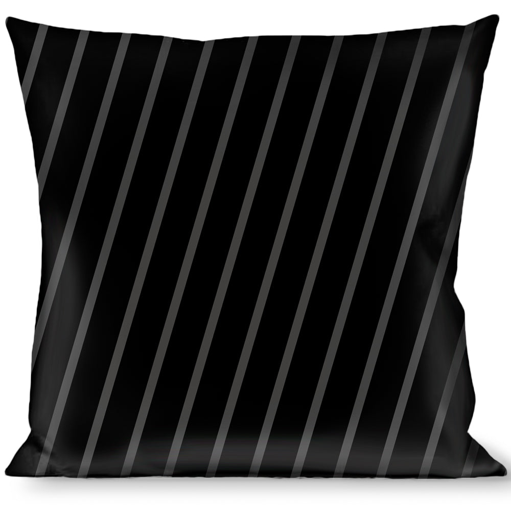 Buckle-Down Throw Pillow - Diagonal Stripes Black/Gray Throw Pillows Buckle-Down   