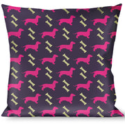 Buckle-Down Throw Pillow - Dachshunds & Bones Purple/Fuchsia/Green Throw Pillows Buckle-Down   