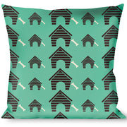 Buckle-Down Throw Pillow - Dog House & Bone Turquoise/Brown Throw Pillows Buckle-Down   