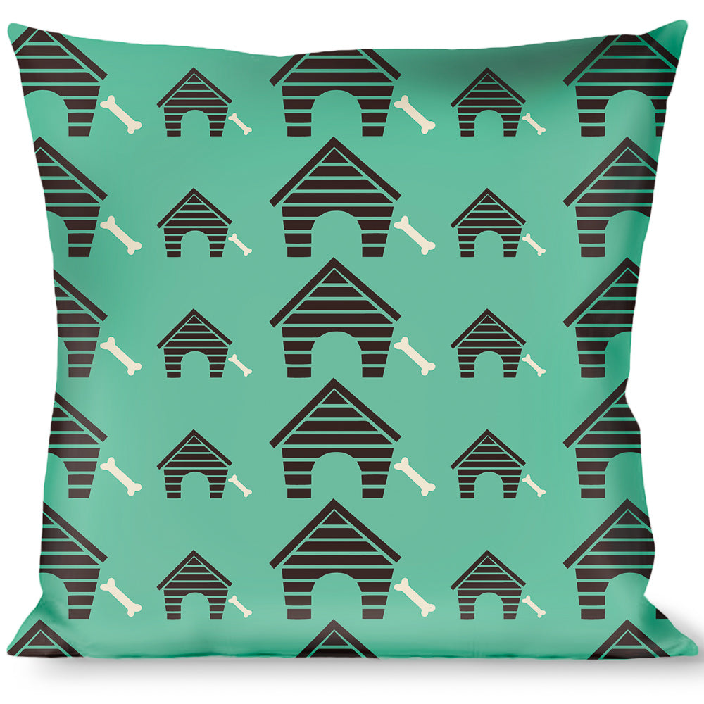 Buckle-Down Throw Pillow - Dog House & Bone Turquoise/Brown Throw Pillows Buckle-Down   