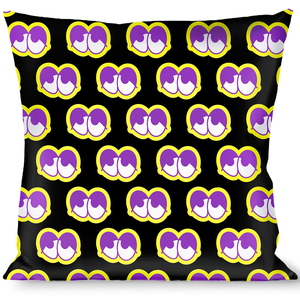 Buckle-Down Throw Pillow - Dopey Eyes Black/Yellow/Purple Throw Pillows Buckle-Down   