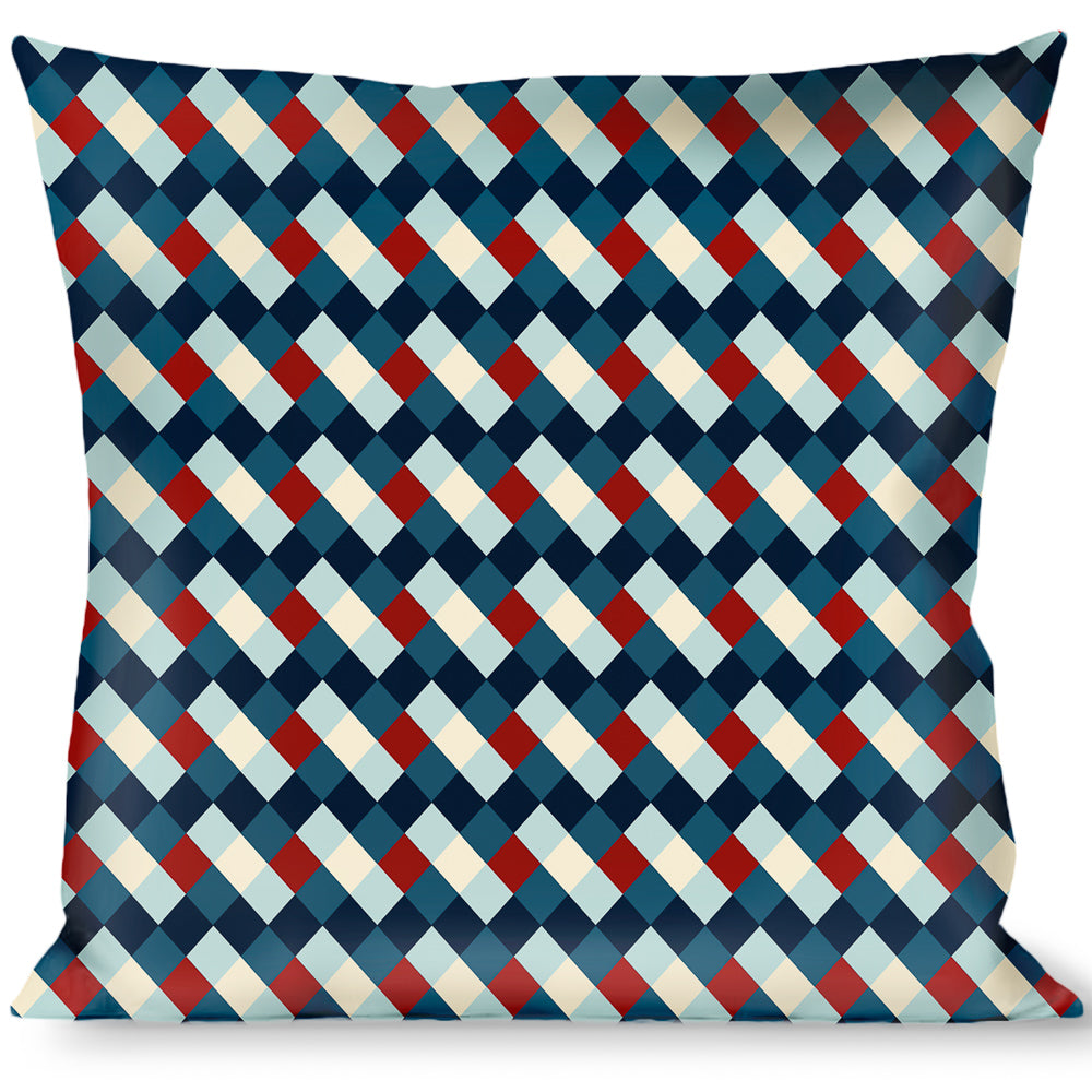 Buckle-Down Throw Pillow - Diamond Plaid Blues/Khaki/Red Throw Pillows Buckle-Down   
