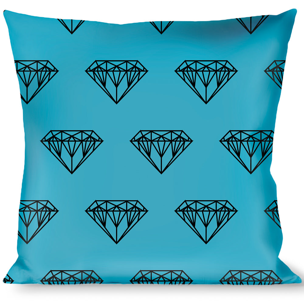 Buckle-Down Throw Pillow - Diamond Sketch Turquoise/Black Throw Pillows Buckle-Down   