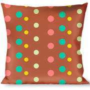 Buckle-Down Throw Pillow - Dots Brown/Multi Pastel Throw Pillows Buckle-Down   