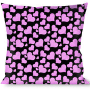 Buckle-Down Throw Pillow - Eighties Hearts Black/Fuchsia/White Throw Pillows Buckle-Down   