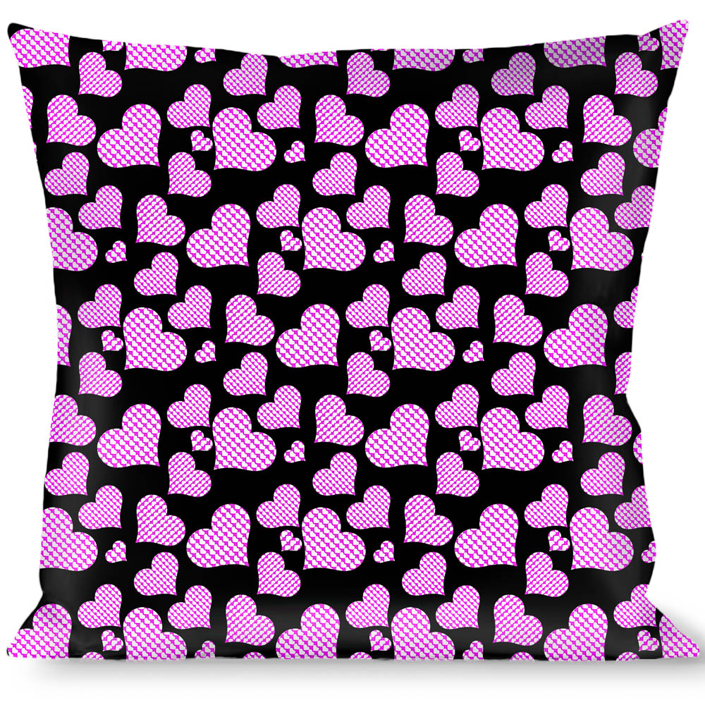 Buckle-Down Throw Pillow - Eighties Hearts Black/Fuchsia/White Throw Pillows Buckle-Down   