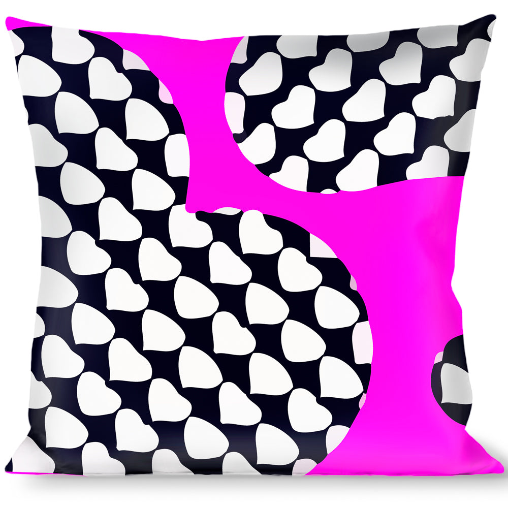 Buckle-Down Throw Pillow - Eighties Hearts Fuchsia/Black/White Throw Pillows Buckle-Down   