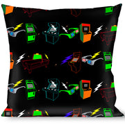 Buckle-Down Throw Pillow - Eighties Arcade Black Throw Pillows Buckle-Down   