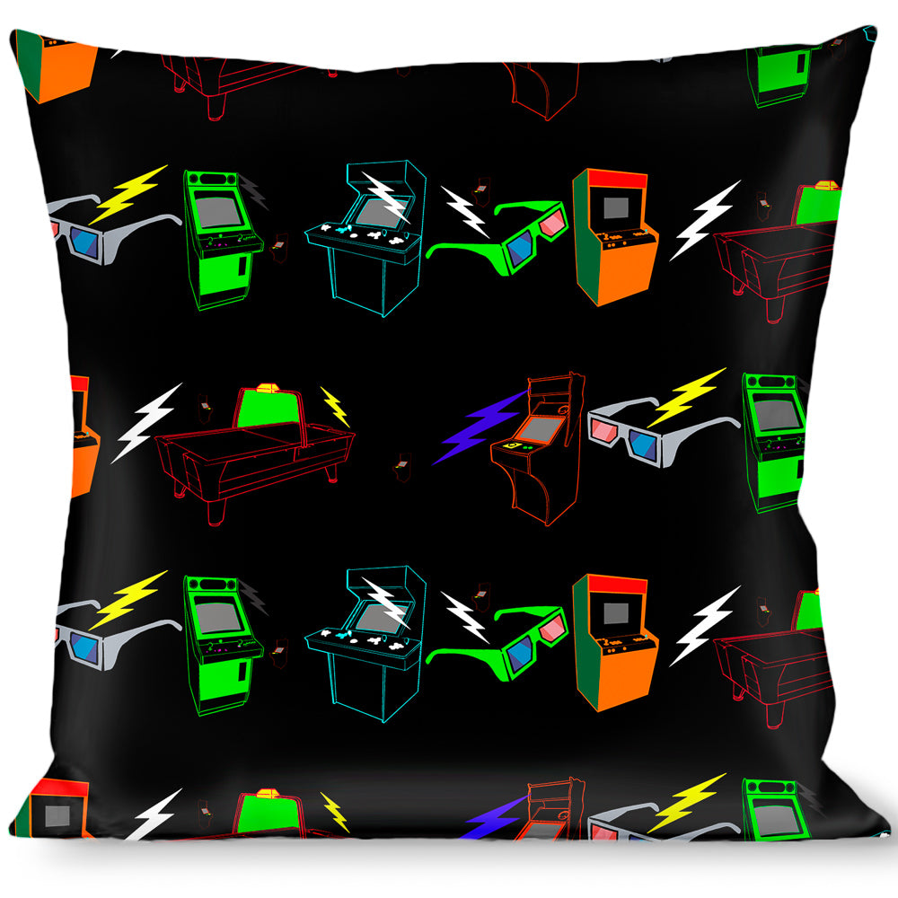 Buckle-Down Throw Pillow - Eighties Arcade Black Throw Pillows Buckle-Down   