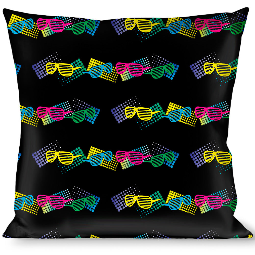Buckle-Down Throw Pillow - Eighties Shades Black/Neon Throw Pillows Buckle-Down   